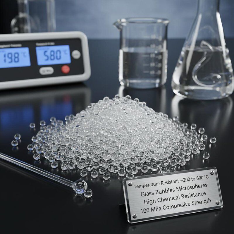 ทนต่ออุณหภูมิ -200 ~ 600 °C กระบอกแก้ว ไมโครสเฟียร์ที่มีความทนทานทางเคมีสูงและความแข็งแรงในการบด 100 MPa