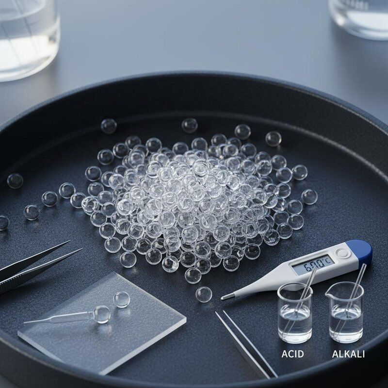 กระจกกระจกขอบ ขนาด 10-75 μm ทนต่ออุณหภูมิสูงถึง 600 °C และทนต่อกรดและอัลคาลีได้ดี