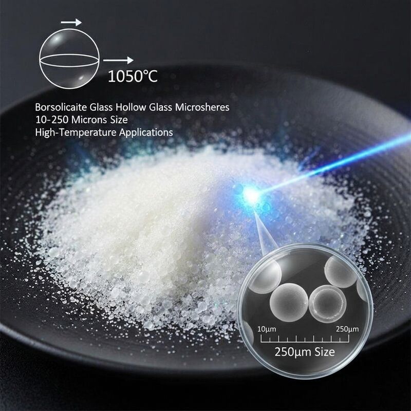 Low Moisture Absorption Glass Microbubbles with 10-100 Micron Diameter Range and 0.2 Thermal Conductivity