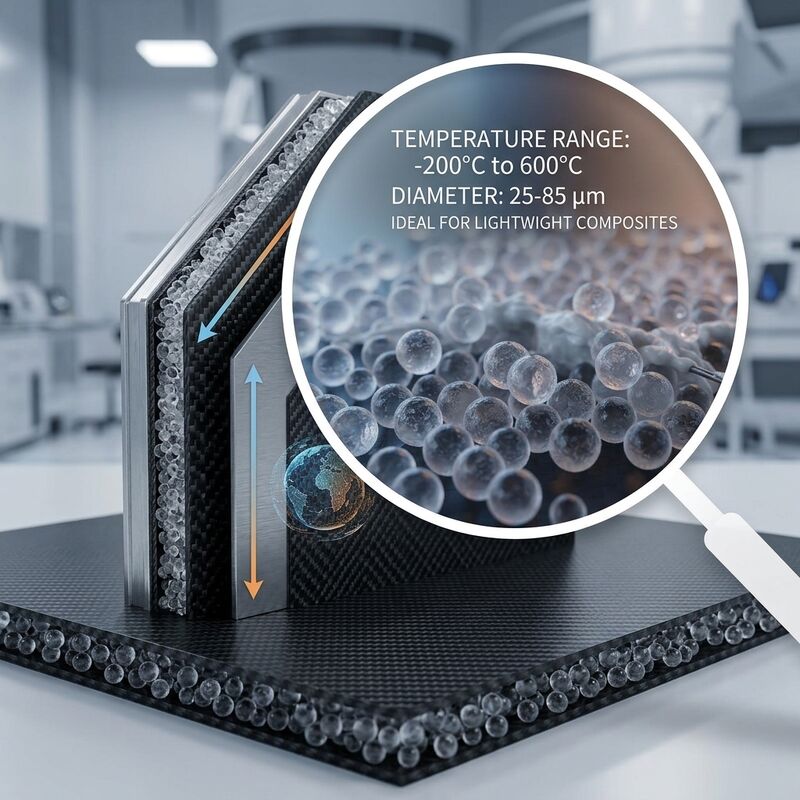 Hollow Glass Beads with 0.15-0.18 Bulk Density and 10-250 Microns Diameter Range for High Compressive Strength Applications