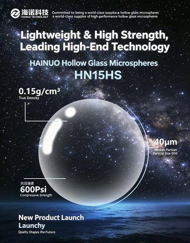 Durable Hollow Glass Microspheres with 0.15 g/cm³ True Density, 600 psi Compressive Strength, and 40 μm Particle Size for Aerospace and Submersible Equipment